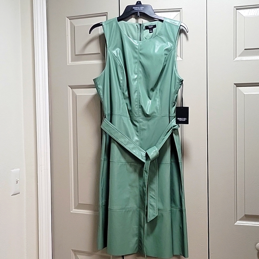 Sage Green Leather Vera Wang Dress